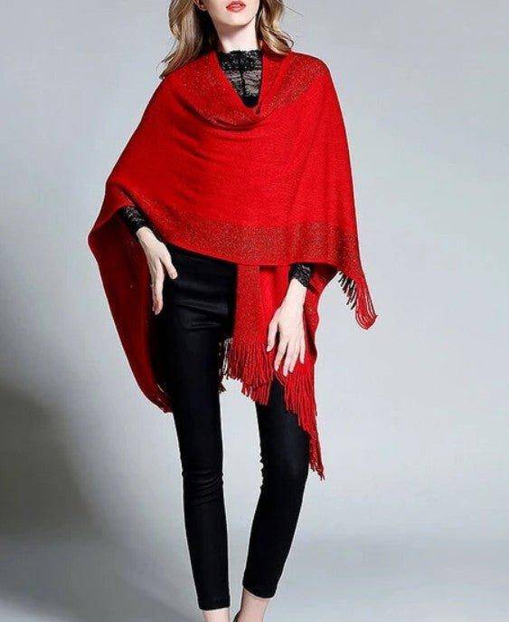 Womens Poncho with Fringes